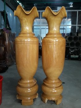 Cặp lục bình gỗ mít chạm trổ tinh xảo