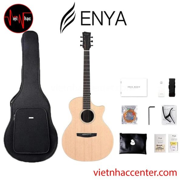 Hình ảnh một cây đàn guitar acoustic với mặt đàn làm từ gỗ Spruce sáng màu