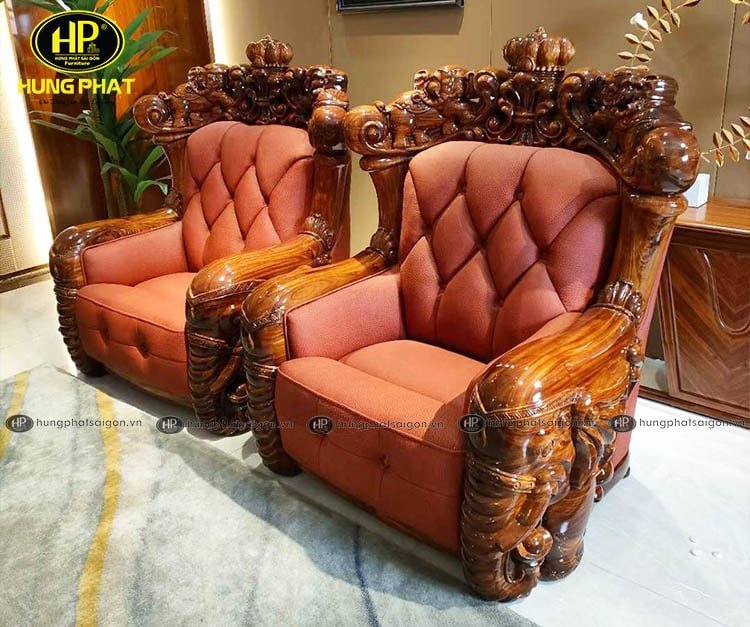 Chất liệu da bò Ý bọc sofa tân cổ điển cao cấp