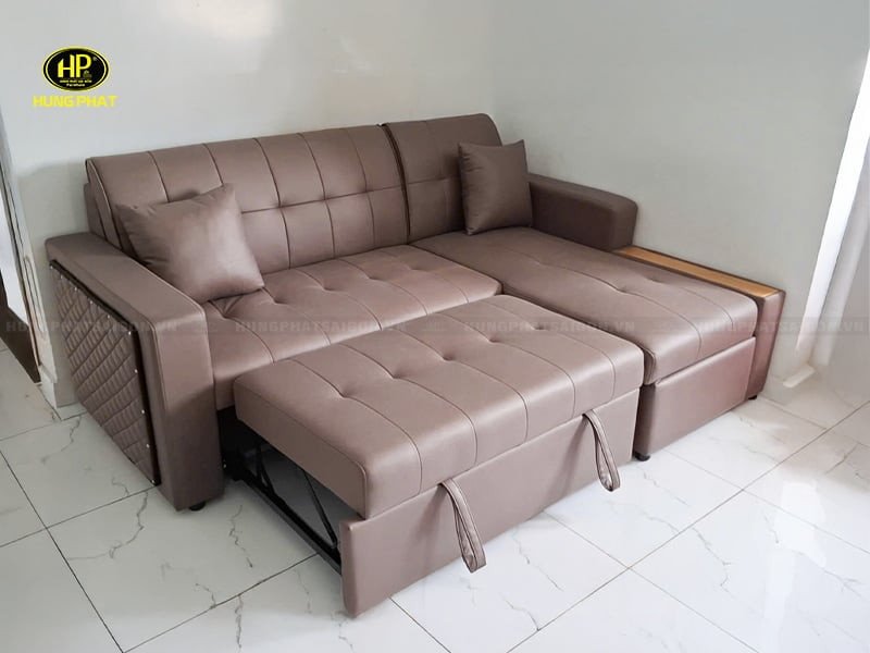 Chất liệu da cao cấp trên mẫu sofa giường