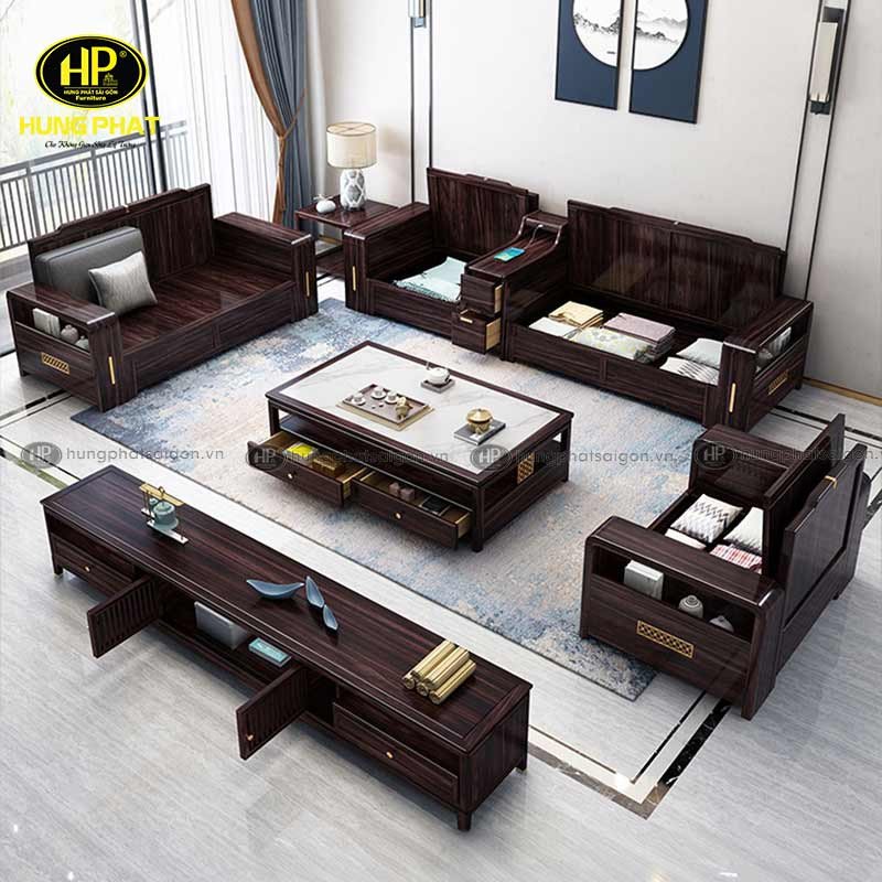 Chi tiết ghế đơn trong bộ sofa gỗ hồ đào cao cấp