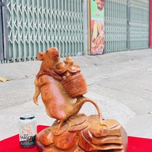 Tượng Chuột Chiêu Tài Gỗ Hương Ta Cao 37cm Chuột-phong-thuỷ-tài-lộc-2