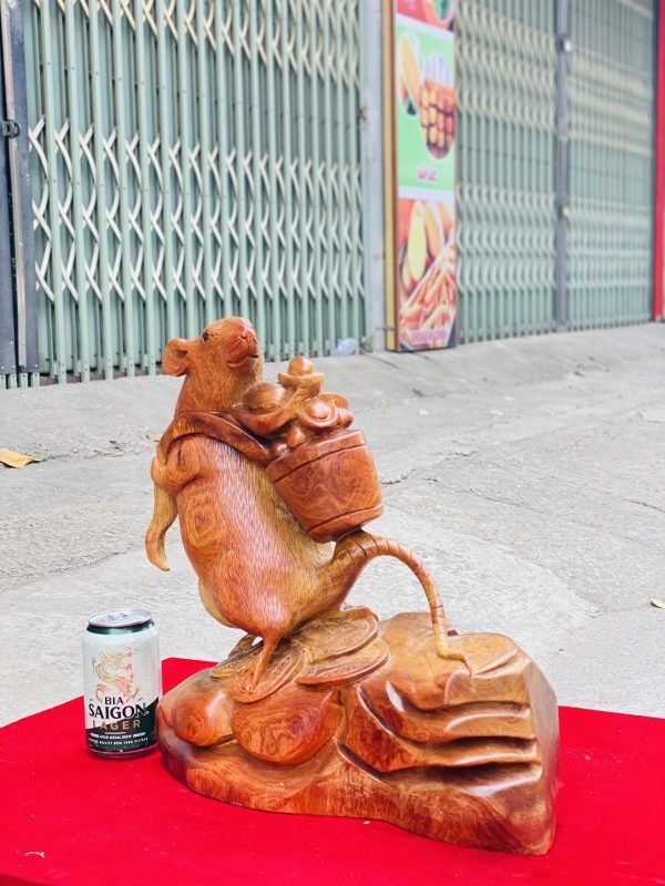 Tượng Chuột Chiêu Tài Gỗ Hương Ta Cao 37cm Chuột-phong-thuỷ-tài-lộc-2