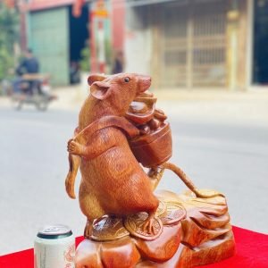 Tượng Chuột Chiêu Tài Gỗ Hương Ta Cao 37cm Chuột-phong-thuỷ-tài-lộc-3