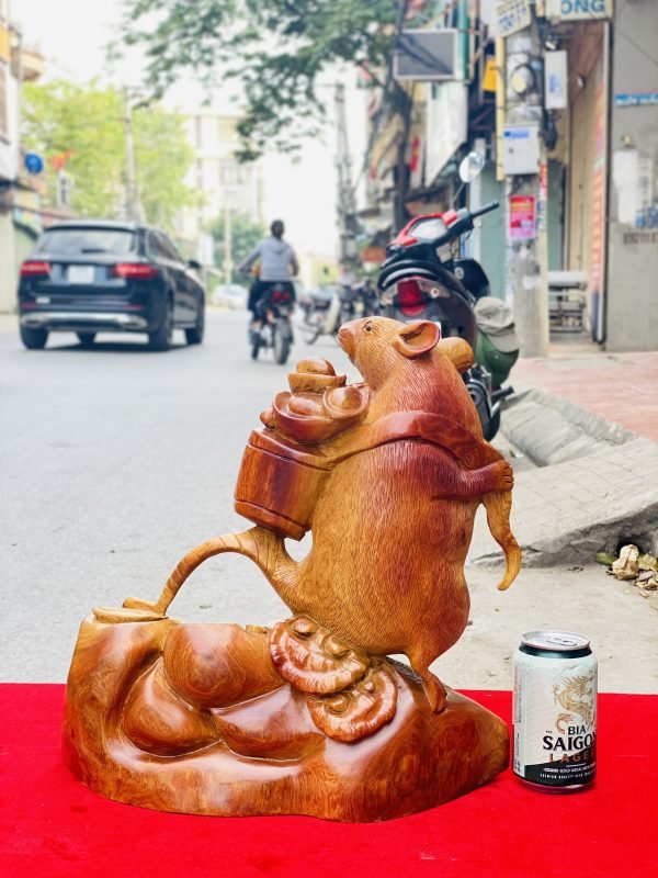 Tượng Chuột Chiêu Tài Gỗ Hương Ta Cao 37cm Chuột-phong-thuỷ-tài-lộc-4