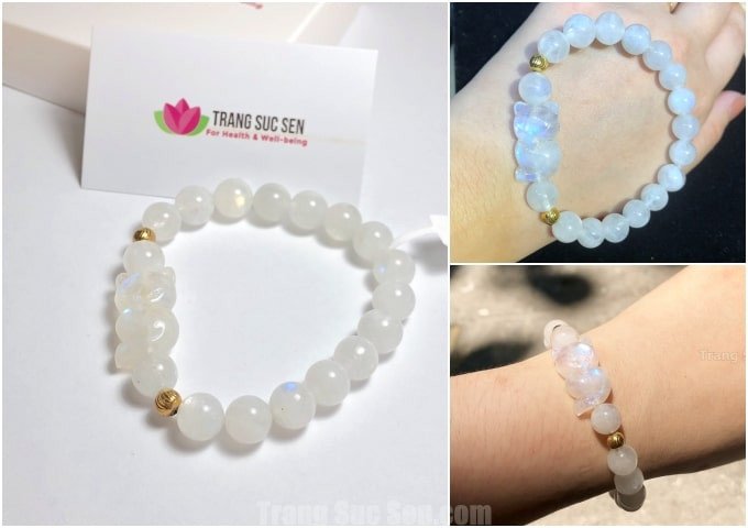 Đá moonstone lấp lánh trên tay hợp mệnh kim và thủy