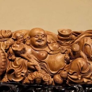 Di Lặc Cửu Phúc Gỗ Đàn Hương Ấn Độ Cao 17cm - Hình ảnh 4