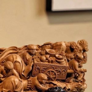 Di Lặc Cửu Phúc Gỗ Đàn Hương Ấn Độ Cao 17cm - Hình ảnh 6