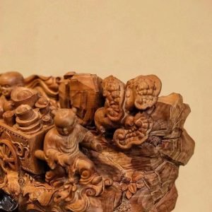 Di Lặc Cửu Phúc Gỗ Đàn Hương Ấn Độ Cao 17cm - Hình ảnh 8