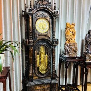 Đồng Hồ Tứ Trụ Gỗ Mun Hoa Cao 2m3 - Hình ảnh 2