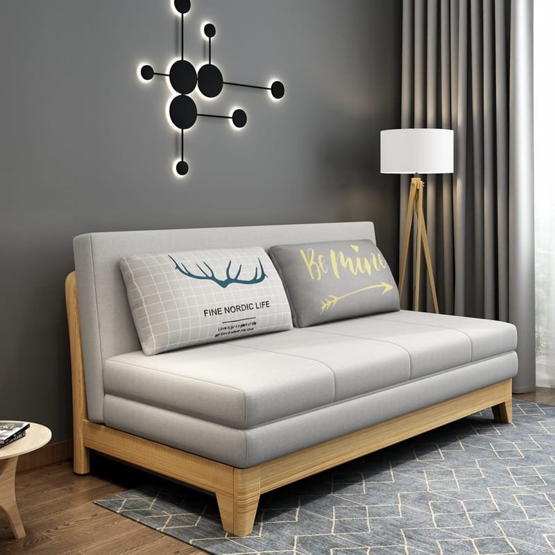 Ghế sofa 1m với khung gỗ tự nhiên kết hợp đệm bọc vải, mang nét đẹp mộc mộc