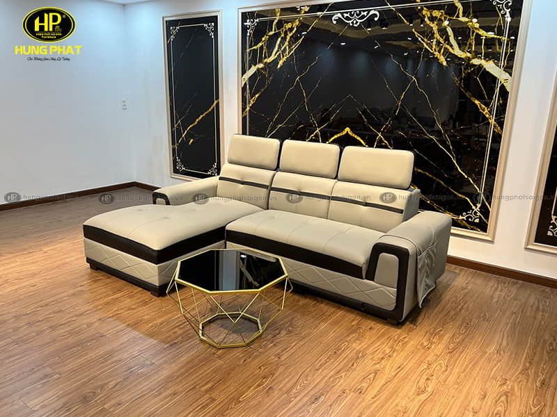 Ghế sofa da hiện đại góc L tiết kiệm không gian