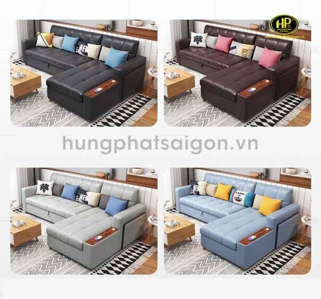 Ghế sofa giường góc L hiện đại khi ở trạng thái sofa