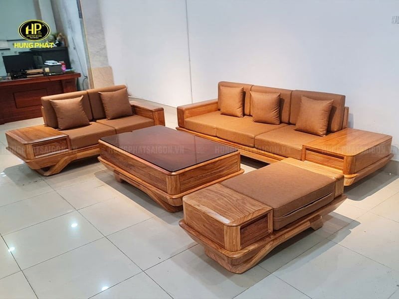ghế sofa gỗ hương xám cho phòng khách lớn