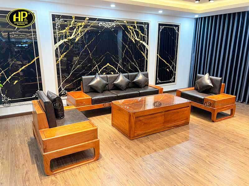 ghế sofa gỗ hương xám cho phòng khách nhỏ