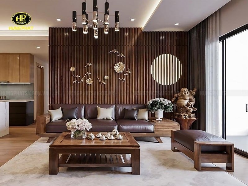 Ghế sofa gỗ sồi Nga băng dài kiểu truyền thống sang trọng