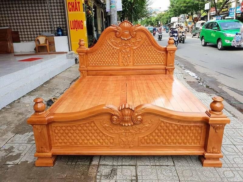 Giường điêu khắc từ gỗ gõ đỏ