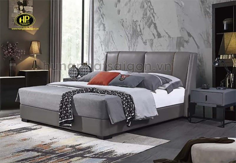 Giường ngủ gỗ bọc da cao cấp.