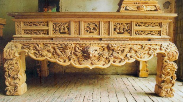 Góc sập gỗ mít được chạm trổ