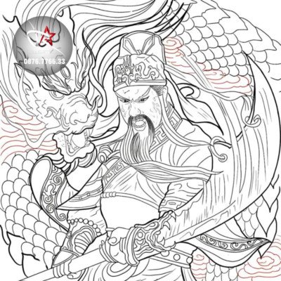 Gương mặt nghiêm nghị của Quan Công thể hiện sự uy nghiêm, năng lượng mạnh mẽ khi xăm hình