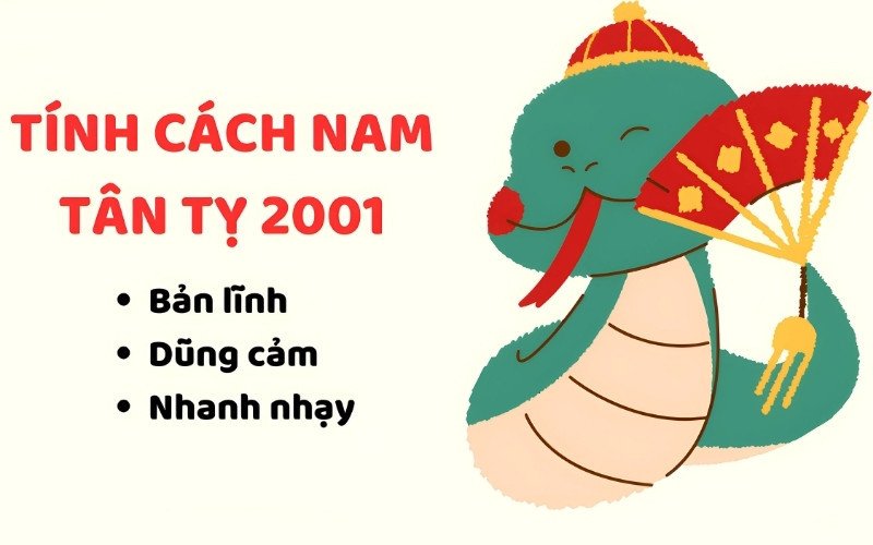 Hình ảnh chân dung nam tuổi Tân Tỵ 2001 với vẻ ngoài thông minh, sắc sảo, thể hiện nét tính cách đặc trưng của họ