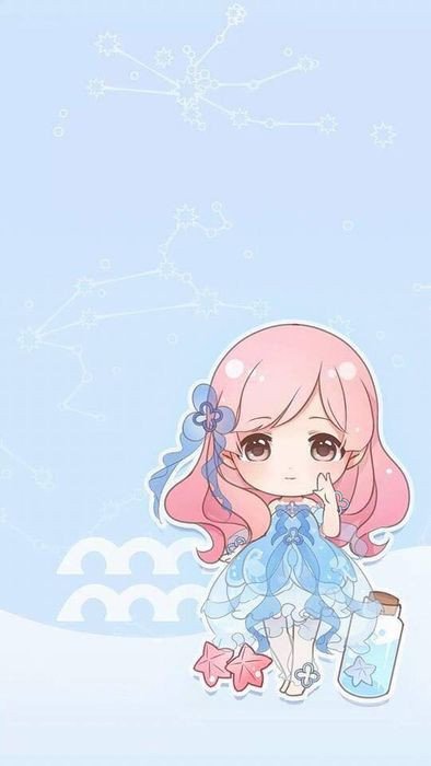 Hình ảnh cung Bảo Bình chibi dễ thương, một trong những biểu tượng chiêm tinh độc đáo trong bộ sưu tập hình ảnh 12 cung hoàng đạo đẹp nhất.