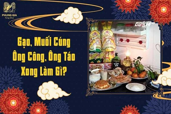 Hình ảnh minh họa cách xử lý gạo muối sau khi cúng ông Táo, chuẩn bị rải lộc hoặc thụ lộc