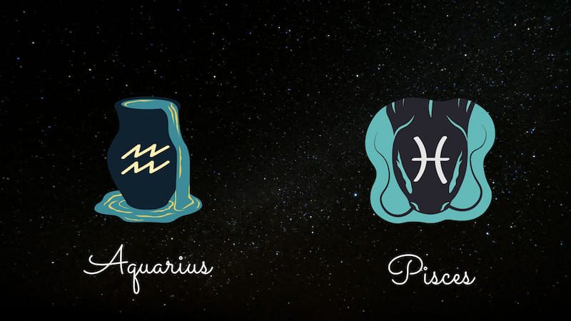 Hình ảnh minh họa hai cung hoàng đạo sinh tháng 2, Bảo Bình và Song Ngư, để giải đáp tháng 2 thuộc cung gì.