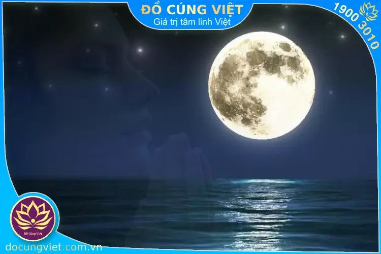 Hình ảnh trăng tròn sáng tỏ tượng trưng cho ngày rằm âm lịch