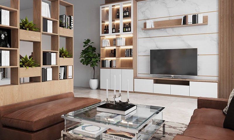 Không gian nội thất hiện đại sử dụng gỗ MDF