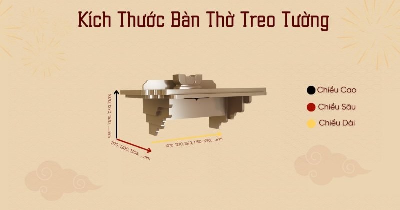 Hướng dẫn kích thước bàn thờ treo tường chuẩn Lỗ Ban
