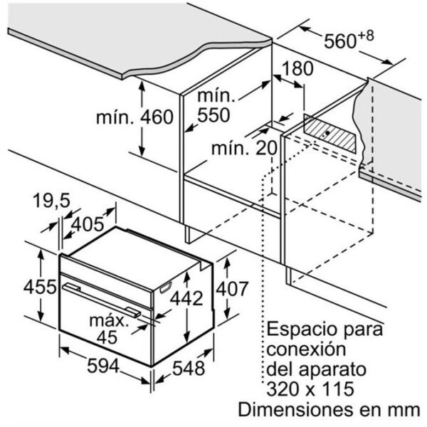 kích thước lò vi sóng âm tủ bosch
