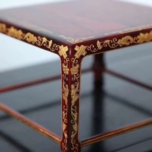 Kỷ Vuông Kê Tượng  Gỗ Vương Mộc Tử Đàn Vẽ Vàng 24k Cao 10cm - Hình ảnh 5