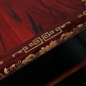 Kỷ Vuông Kê Tượng  Gỗ Vương Mộc Tử Đàn Vẽ Vàng 24k Cao 10cm - Hình ảnh 6