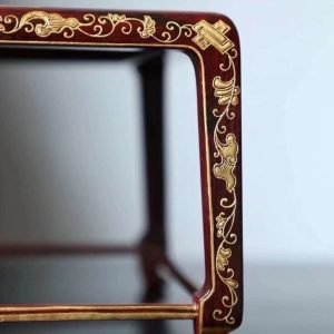 Kỷ Vuông Kê Tượng  Gỗ Vương Mộc Tử Đàn Vẽ Vàng 24k Cao 10cm - Hình ảnh 9