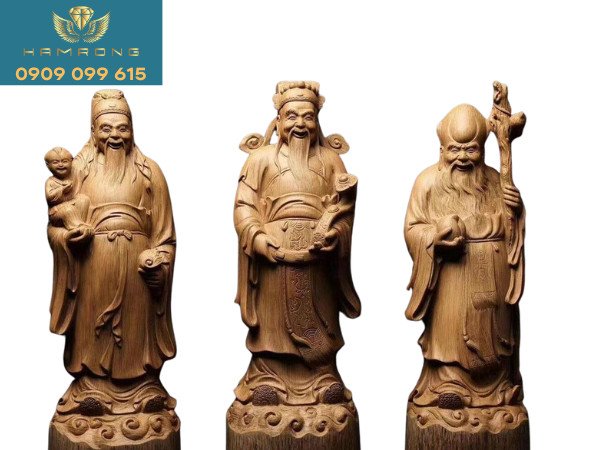 Lựa chọn tượng gỗ Phúc Lộc Thọ chất liệu gỗ tự nhiên, bền đẹp