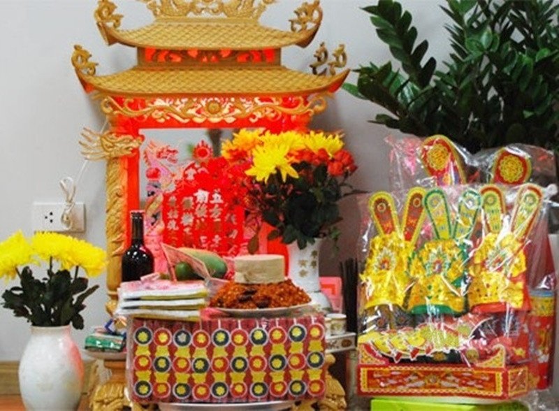 Mâm cỗ cúng Ông Công Ông Táo ở đâu trong khu vực bếp truyền thống, thể hiện lòng thành kính