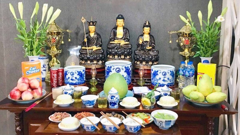 Mâm cúng rằm tháng 7 đầy đủ với các lễ vật truyền thống