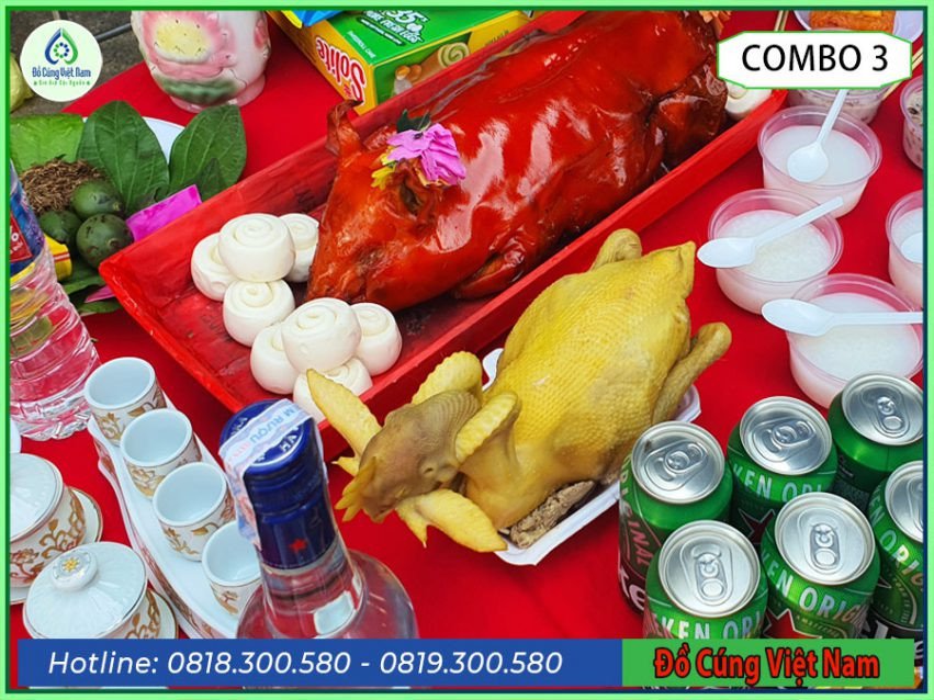 Mâm cúng Thần Tài Thổ Địa với các món mặn truyền thống