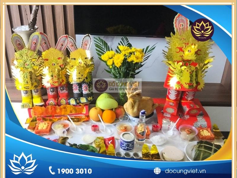 Mâm lễ vật chuẩn bị cho nghi thức cúng ông táo 30 Tết