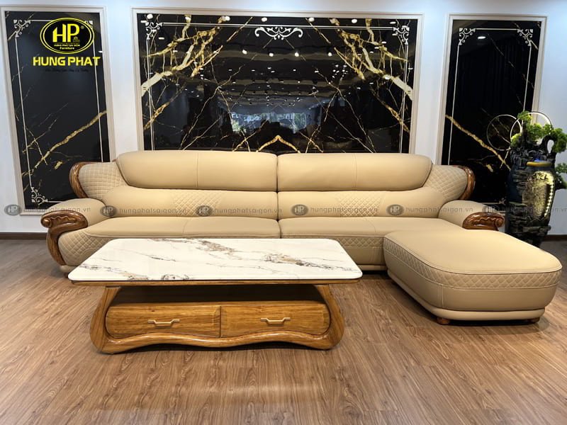 Mẫu ghế sofa da bò nhập khẩu kiểu dáng sang trọng