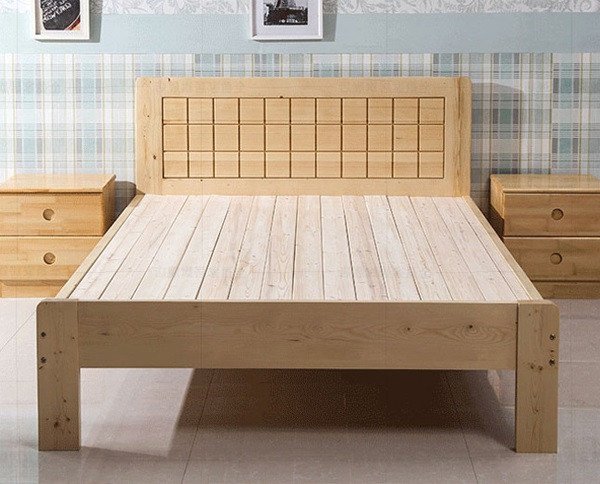 Mẫu giường ngủ làm từ gỗ thông đơn giản