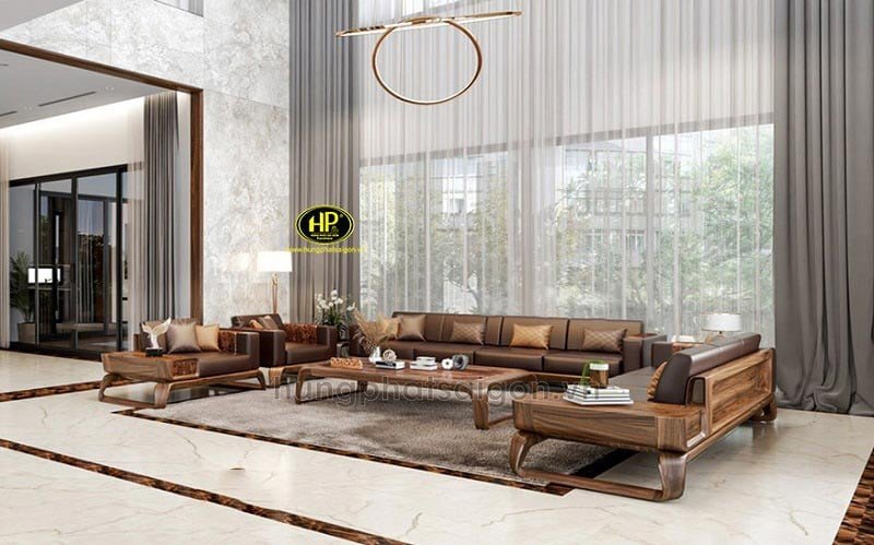 Mẫu sofa gỗ sồi Nga nguyên khối chân xoắn độc đáo
