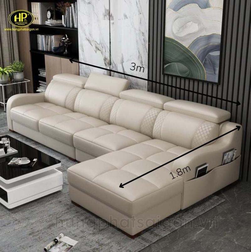 Mẫu sofa góc L với chiều dài 3m phù hợp phòng khách dài