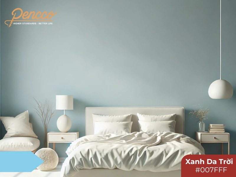 Màu xanh da trời đẹp khi dùng trong phòng ngủ nhẹ nhàng