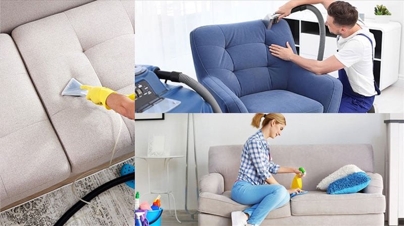 Minh họa việc vệ sinh ghế sofa 1m định kỳ giúp duy trì độ bền