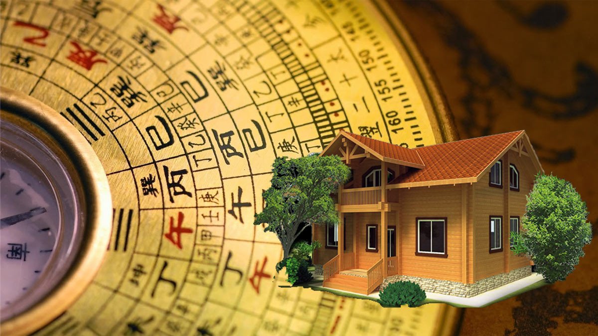 Một la bàn phong thủy hoặc bản đồ hướng nhà, thể hiện các hướng tốt cho tuổi Quý Tỵ 2013