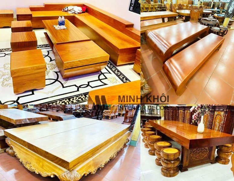 Bộ bàn ghế phòng khách sang trọng được chế tác từ gỗ ké đen nguyên khối