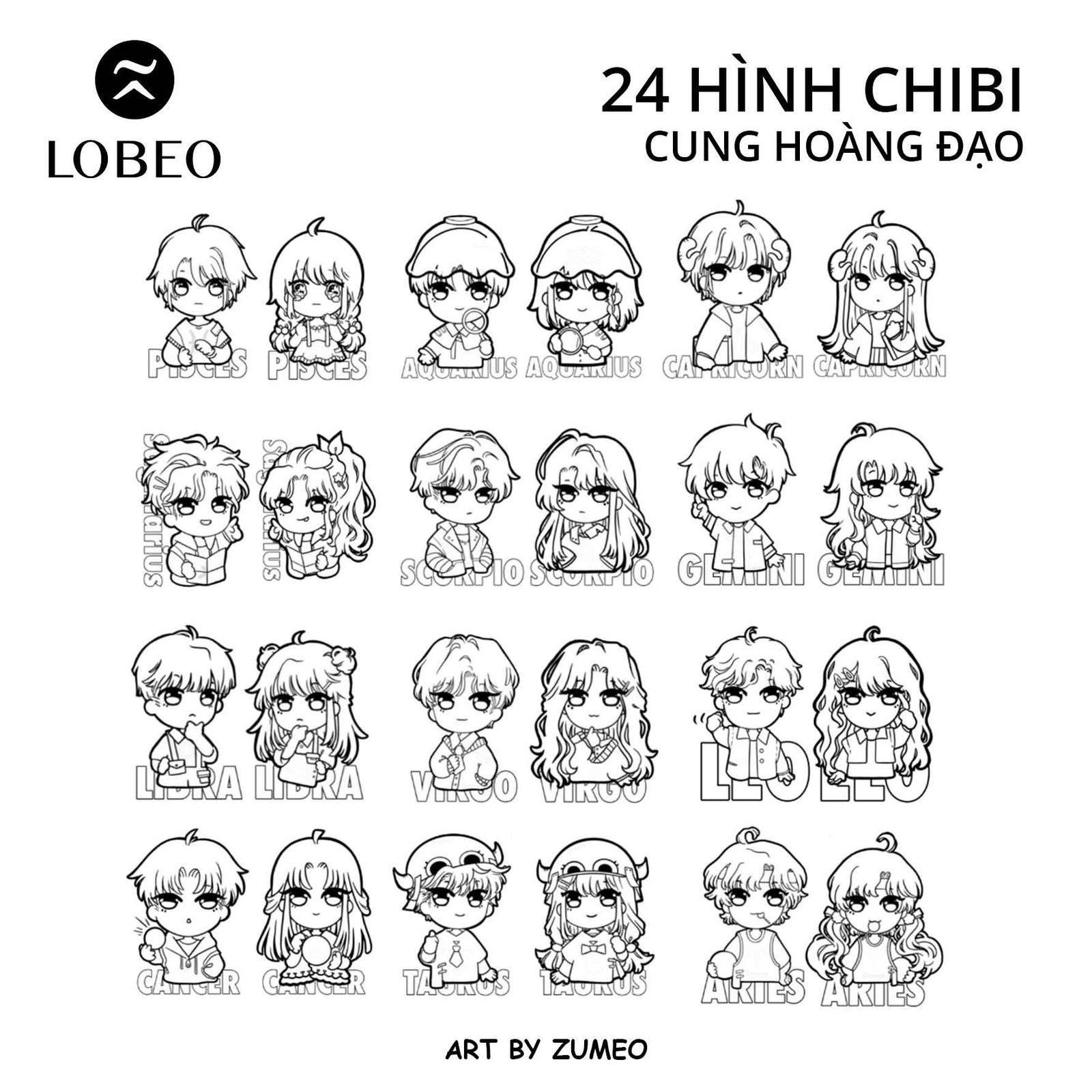 Nữ cung Song Tử chibi với vẻ ngoài tươi vui