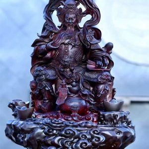 Quan Công Vuốt Râu Gỗ Vương Mộc Tử Đàn Ấn Cao 71cm